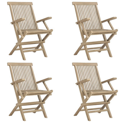 Hopfällbara trädgårdsstolar 4 st grå 56x61x89 cm massiv teak
