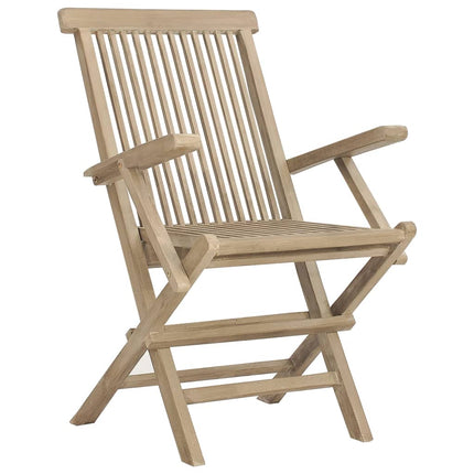 Hopfällbara trädgårdsstolar 4 st grå 56x61x89 cm massiv teak