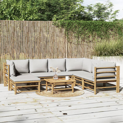 Loungegrupp 8 delar ljusgråa dynor bambu