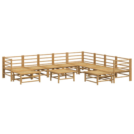 Loungegrupp 11 delar ljusgråa dynor bambu
