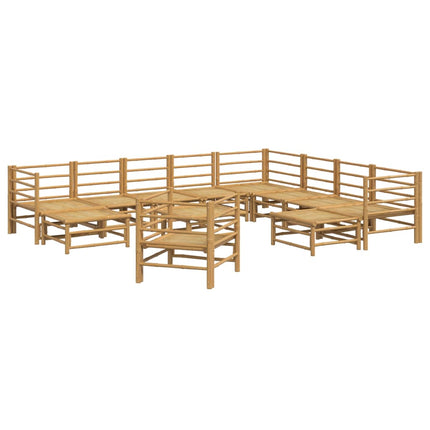 Loungegrupp 12 delar ljusgråa dynor bambu