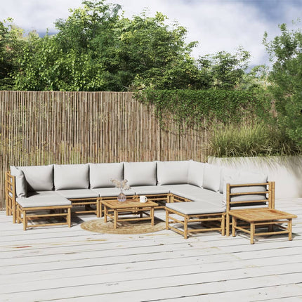 Loungegrupp 12 delar ljusgråa dynor bambu