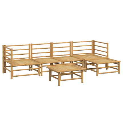 Loungegrupp 6 delar ljusgråa dynor bambu