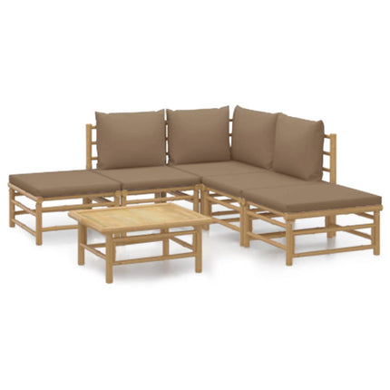 Loungegrupp 6 delar taupe dynor bambu