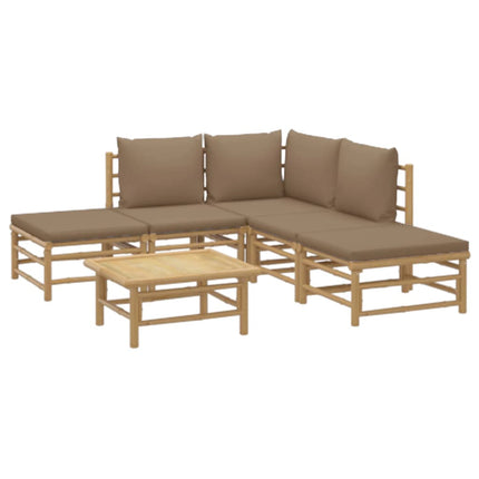 Loungegrupp 6 delar taupe dynor bambu