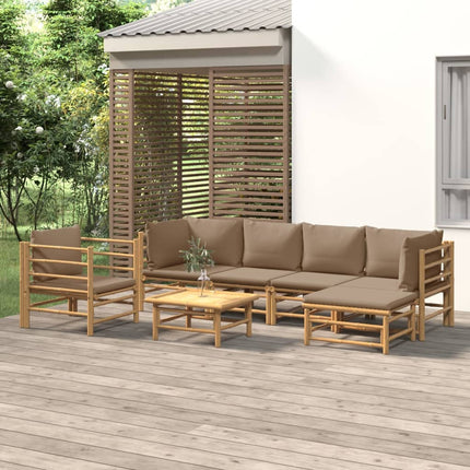 Loungegrupp 7 delar taupe dynor bambu