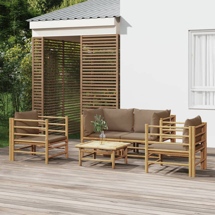 Loungegrupp 5 delar taupe dynor bambu
