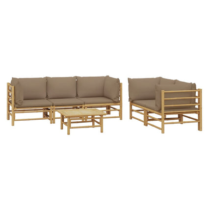 Loungegrupp 6 delar taupe dynor bambu
