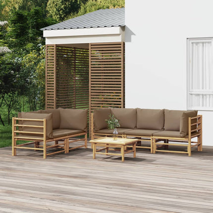 Loungegrupp 6 delar taupe dynor bambu