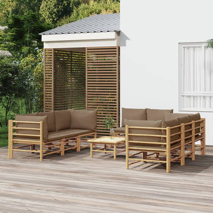 Loungegrupp 9 delar taupe dynor bambu