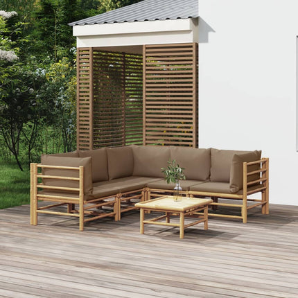 Loungegrupp 6 delar taupe dynor bambu