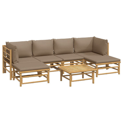 Loungegrupp 7 delar taupe dynor bambu