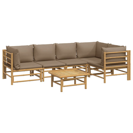 Loungegrupp 6 delar taupe dynor bambu