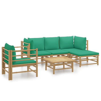 Loungegrupp 6 delar gröna dynor bambu
