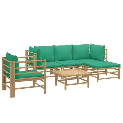 Loungegrupp 6 delar gröna dynor bambu