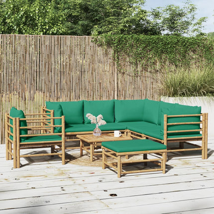 Loungegrupp 8 delar gröna dynor bambu