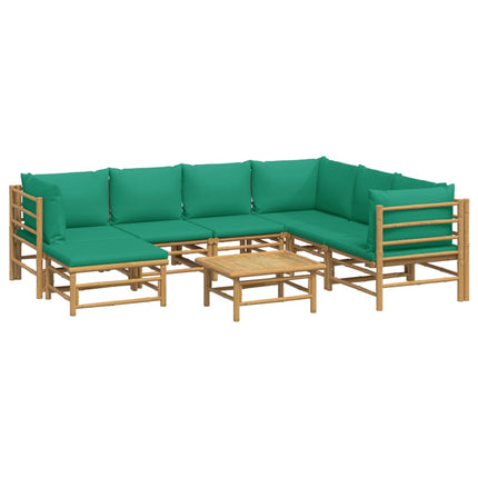 Loungegrupp 8 delar gröna dynor bambu