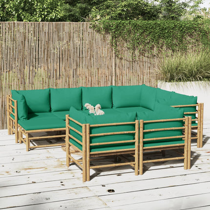 Loungegrupp 10 delar gröna dynor bambu