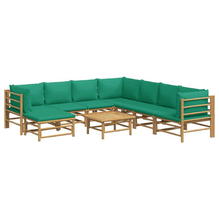 Loungegrupp 9 delar gröna dynor bambu