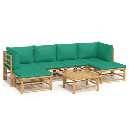 Loungegrupp 7 delar gröna dynor bambu