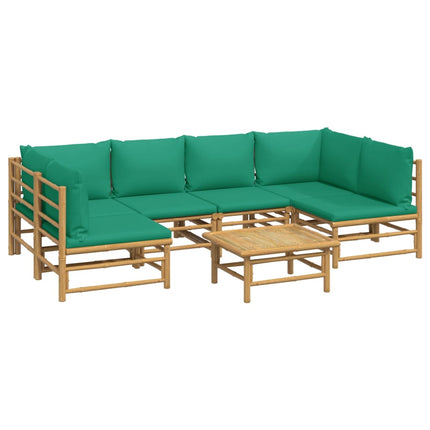 Loungegrupp 7 delar gröna dynor bambu