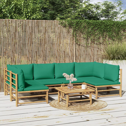 Loungegrupp 7 delar gröna dynor bambu