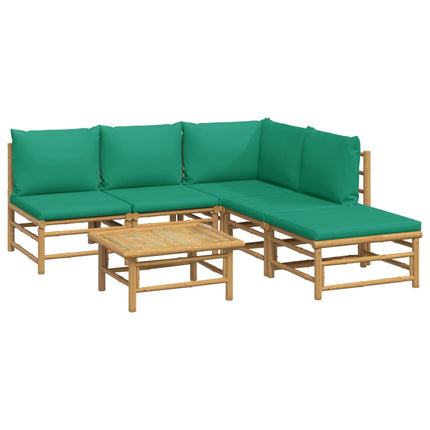 Loungegrupp 6 delar gröna dynor bambu