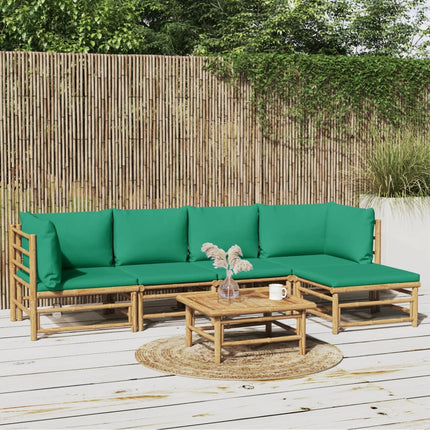 Loungegrupp 6 delar gröna dynor bambu