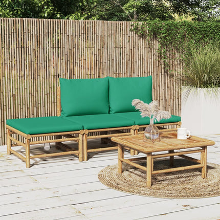 Loungegrupp 4 delar gröna dynor bambu