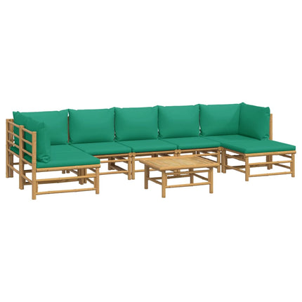 Loungegrupp 8 delar gröna dynor bambu