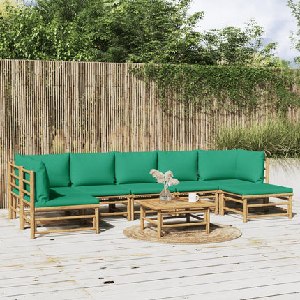 Loungegrupp 8 delar gröna dynor bambu