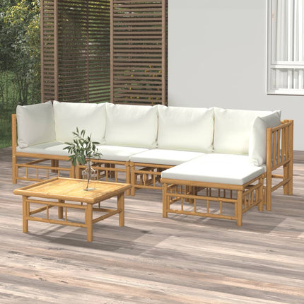 Loungegrupp 6 delar gräddvita dynor bambu
