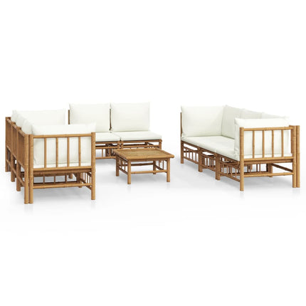 Loungegrupp 9 delar gräddvita dynor bambu