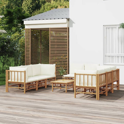 Loungegrupp 9 delar gräddvita dynor bambu