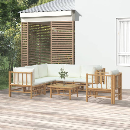 Loungegrupp 7 delar gräddvita dynor bambu