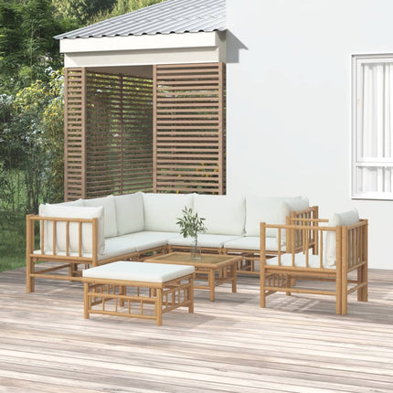 Loungegrupp 8 delar gräddvita dynor bambu