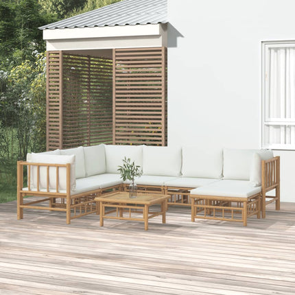Loungegrupp 8 delar gräddvita dynor bambu