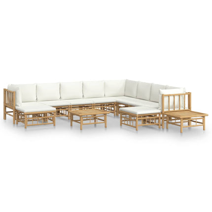 Loungegrupp 12 delar gräddvita dynor bambu