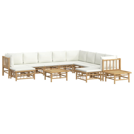 Loungegrupp 12 delar gräddvita dynor bambu