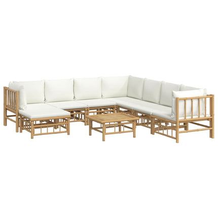 Loungegrupp 9 delar gräddvita dynor bambu