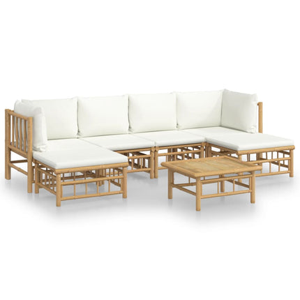 Loungegrupp 7 delar gräddvita dynor bambu