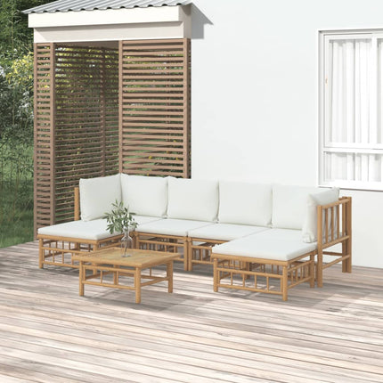 Loungegrupp 7 delar gräddvita dynor bambu