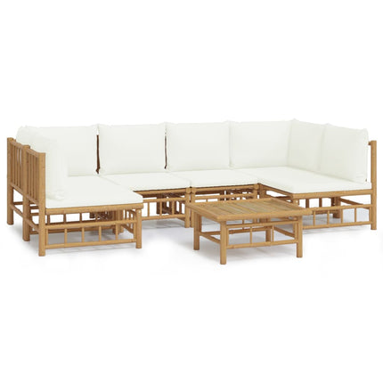 Loungegrupp 7 delar gräddvita dynor bambu