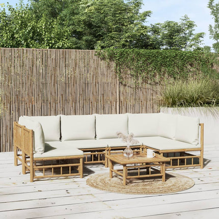 Loungegrupp 7 delar gräddvita dynor bambu