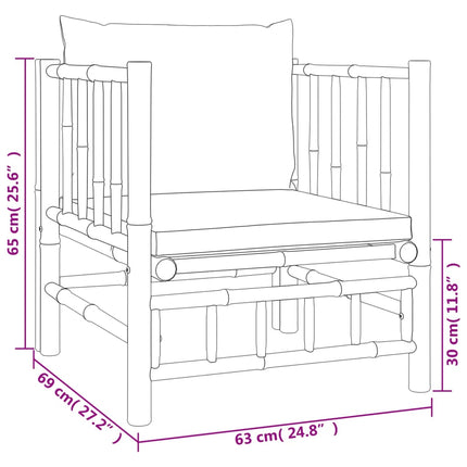 Loungegrupp 5 delar mörkgrå dynor bambu