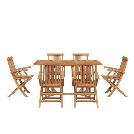 Trädgårdsmöbelset 7 pcs Brun Massivt teakträ