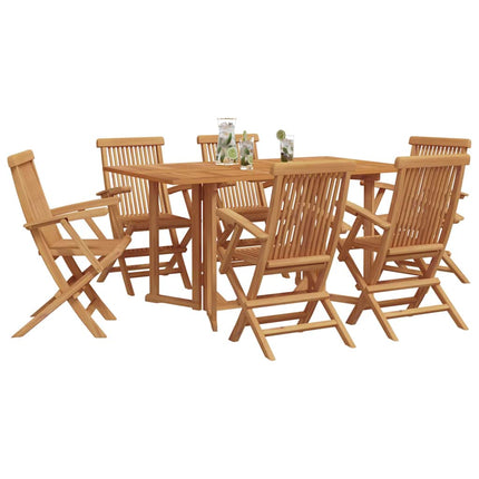 Trädgårdsmöbelset 7 pcs Brun Massivt teakträ