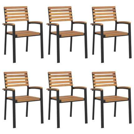 Stapelbara trädgårdsstolar 6 st massivt akacia&metall