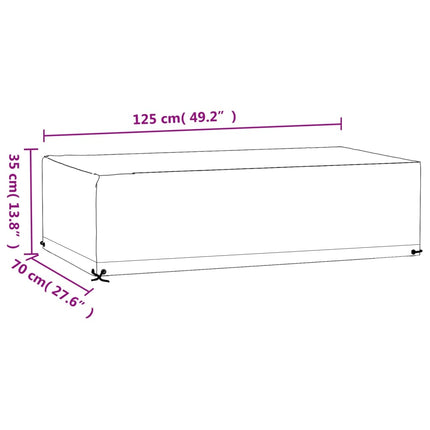 Överdrag för trädgårdsmöbler 8 ölj. 125x70x35 cm rektangulärt