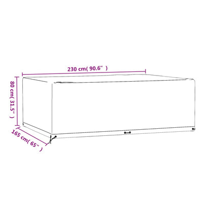 Överdrag för utemöbler 2 st 12 ölj. 230x165x80 cm rektangulärt